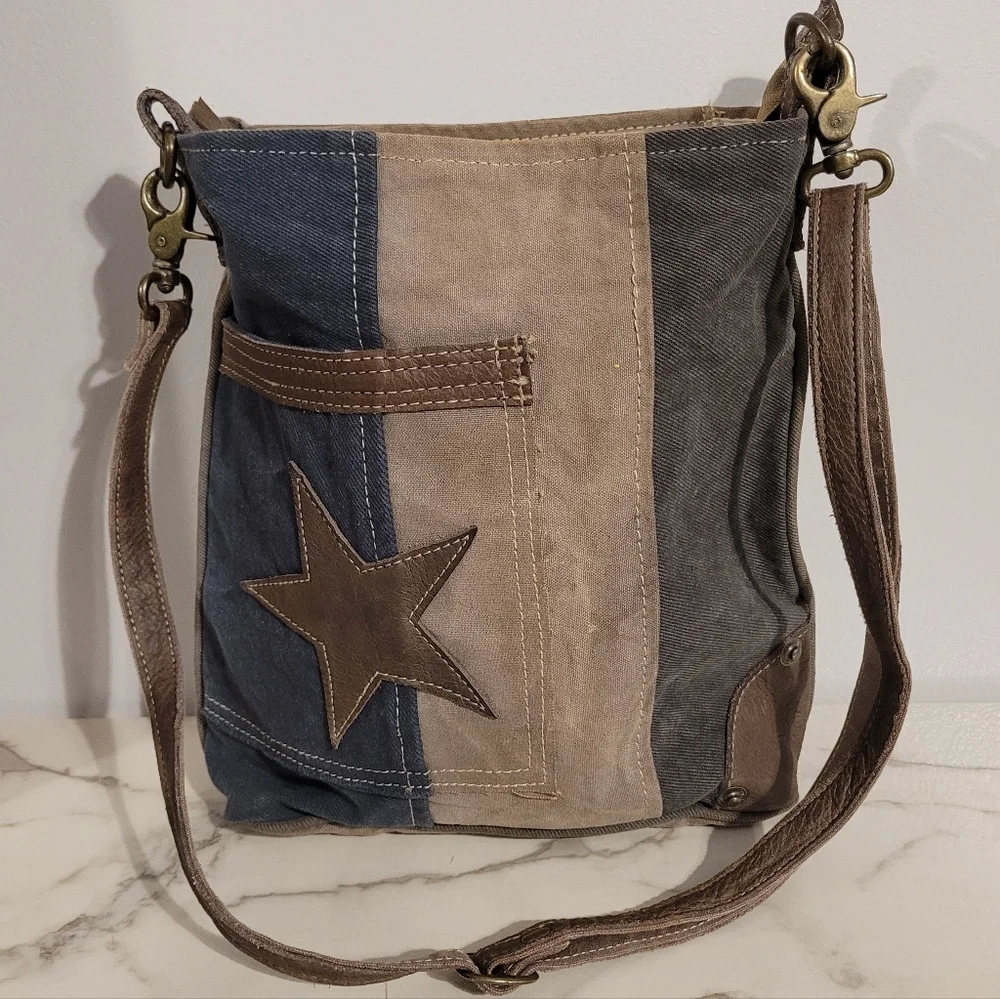 Myra Bag The Pocket Star Canvas Leather Crossbody Bag Boho Hippie Errands